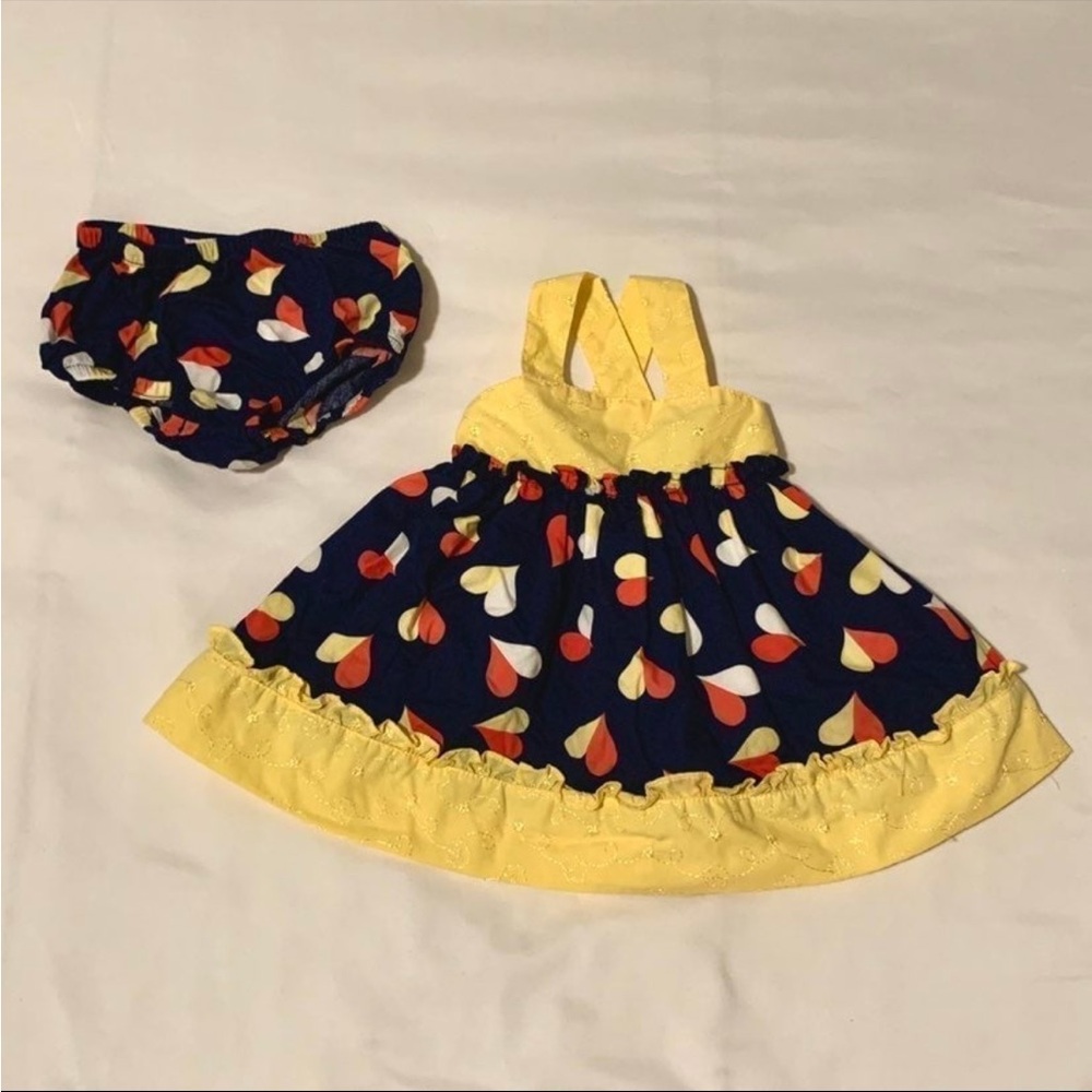 Penelope Mack Yellow and Blue Dress and Bloomers for Baby Girl